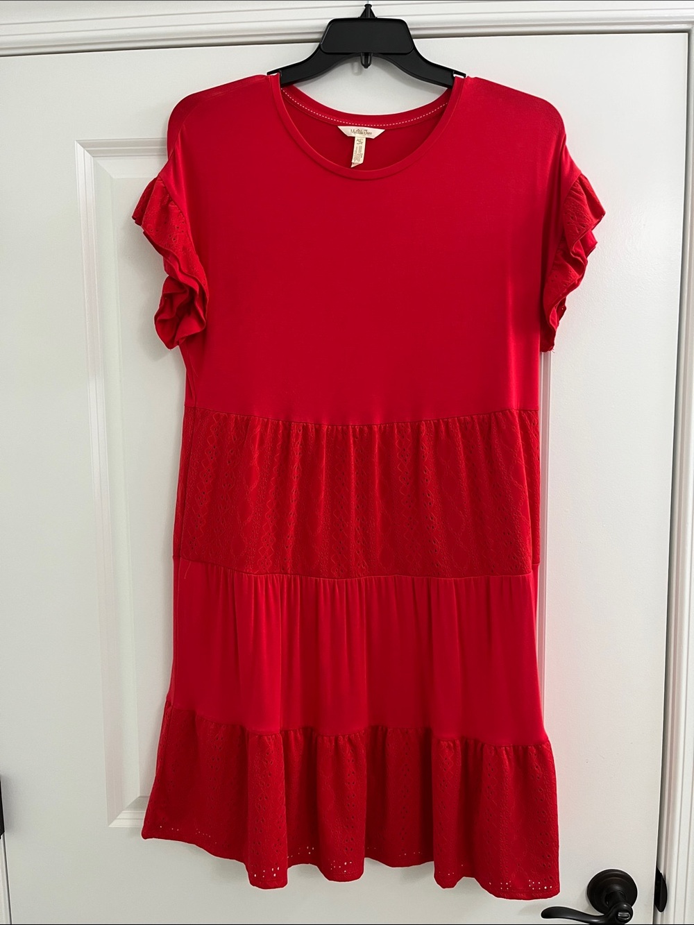 Matilda Jane Bright Red Ruffle Sleeve Tiered Midi Dress